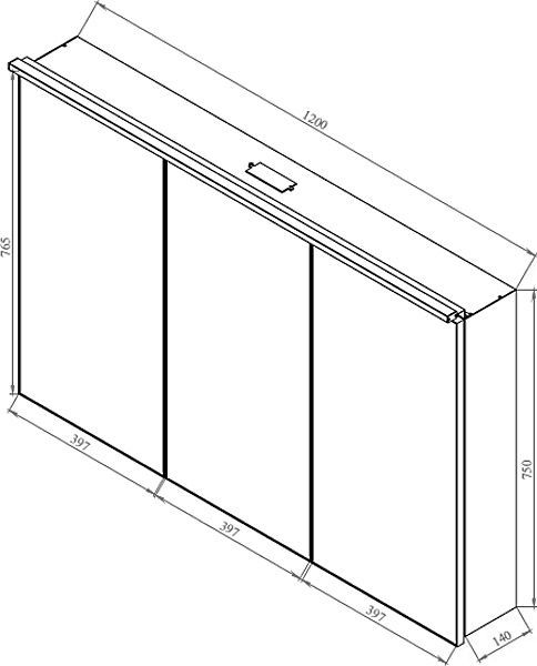 Зеркальный шкаф De Aqua Алюминиум 120 серебро