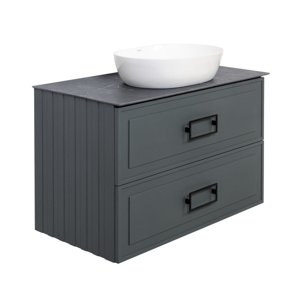 Тумба под раковину подвесная La Fenice Cubo TWIN FNC-01-CUB-G-80-2, серо-зеленая, артикул FNC-01-CUB-G-80-2