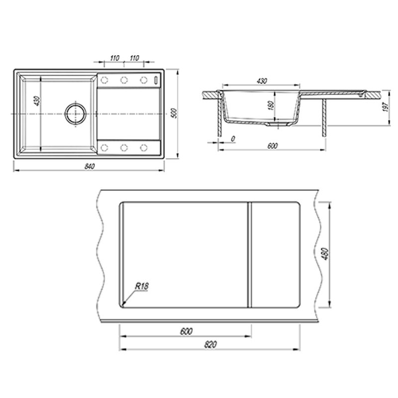 Кухонная мойка Florentina ЛИПСИ 20.130.D0860.206, брауни, артикул 20.130.D0860.206