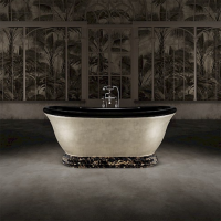 Devon Aurora 30 Ванна 171x87xh70,5cм, мат-л: white teс, цвет: черный глян/фольга, опора и ручки-Marmo Portoro; смеситель с ногами и сифон цвет никель