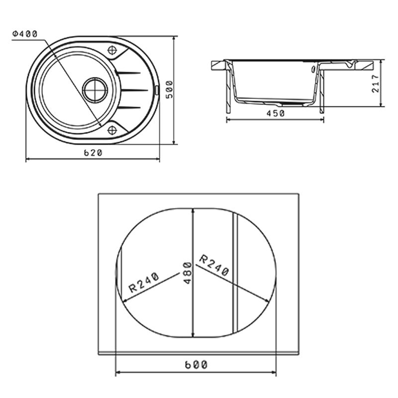 Кухонная мойка Florentina РОДОС 20.245.B0620.102, черный, артикул 20.245.B0620.102