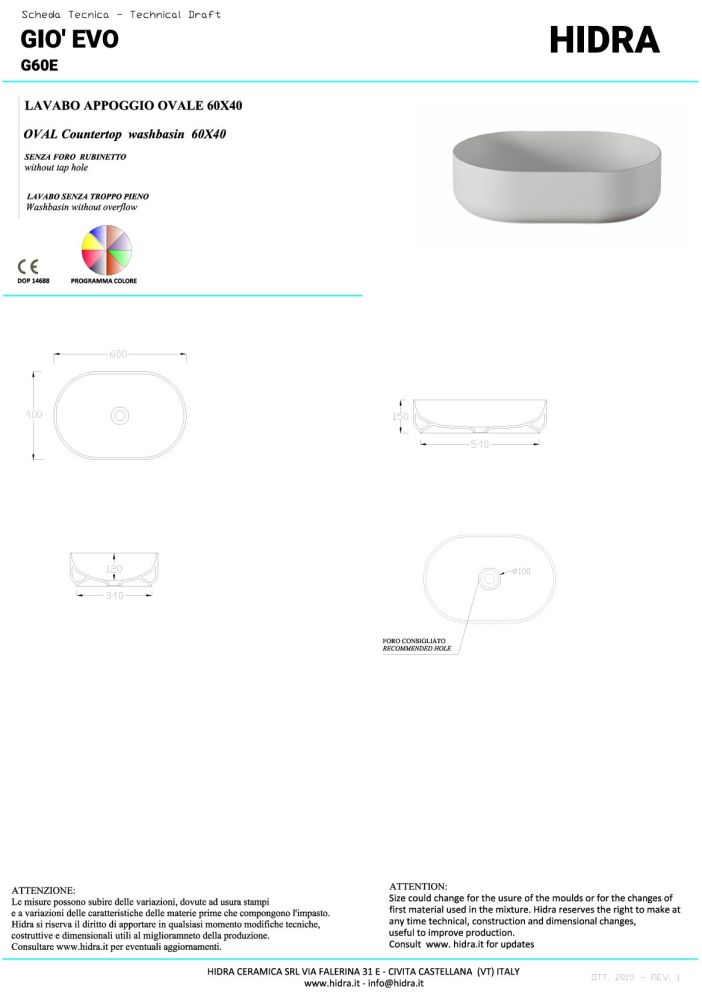 Hidra Gio, накладная овальная раковина 60x40x15h см, цвет черный матовый, артикул G60E/026