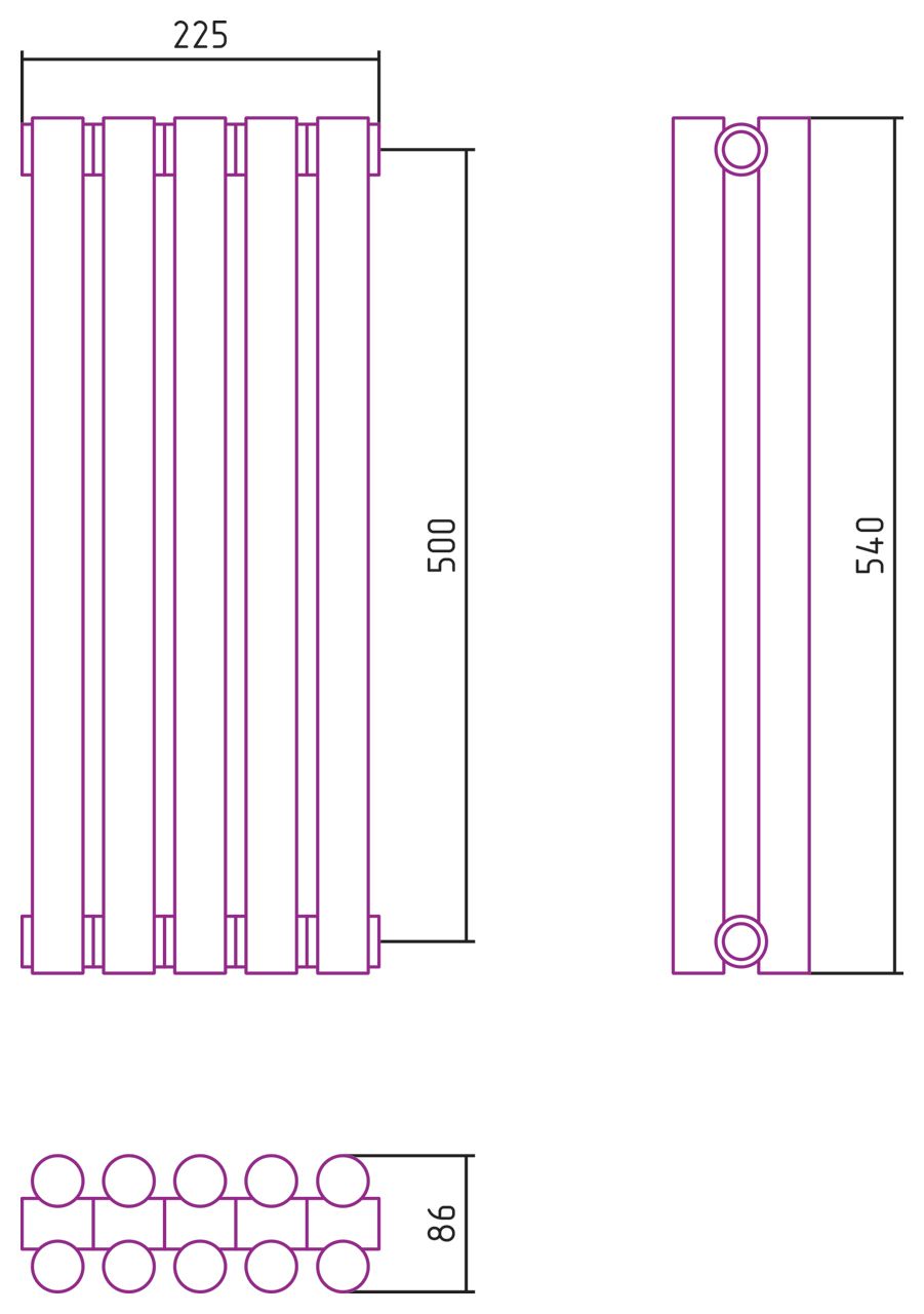 Отопительный радиатор ЭСТЕТ-11 н/ж 500х225 / 5 сек (Матовый БЕЛЫЙ) Отопительный радиатор ЭСТЕТ-11 н/ж 500х225 / 5 сек (Матовый БЕЛЫЙ)