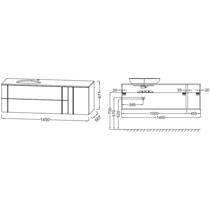 Тумба под раковину Jacob Delafon Nouvelle Vague 145 EB3043RU-NR2 подвесная Коричневая кожа, артикул EB3043RU-NR2