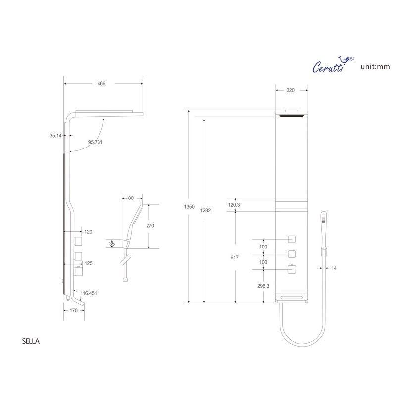 Панель SELLA B душевая Cerutti SPA CT8989 Панель SELLA B душевая Cerutti SPA CT8989