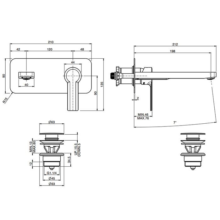 Fima Carlo Frattini Mast Cмеситель для раковины, встраиваемый, излив: 19.9см., цвет: чёрный матовый Fima Carlo Frattini Mast Cмеситель для раковины, встраиваемый, излив: 19.9см., цвет: чёрный матовый