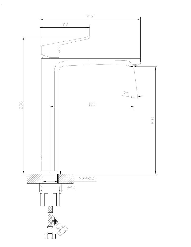 Смеситель для раковины высокий DQ Frankfurt хром (DA1732001), артикул DA1732001