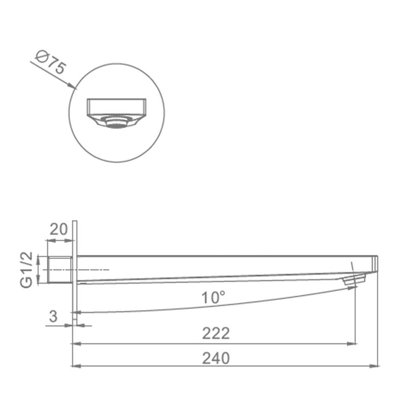 Излив встраиваемый Raglo R473.61.09, графит