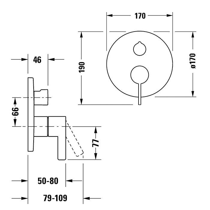 Duravit D-Neo Смеситель для ванны, на 2 источника, встраиваемый авт. перекл. (внешние части) цвет: хром