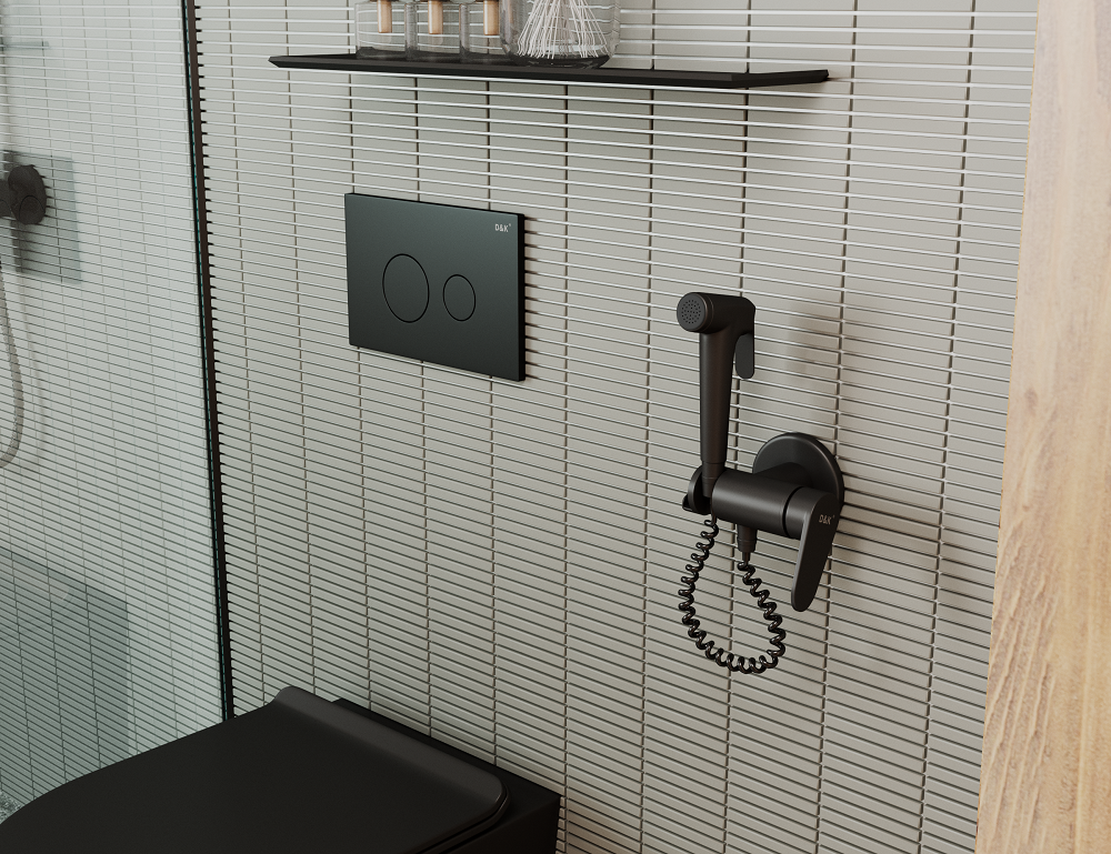 Смеситель с гигиеническим душем встраиваемый черный матовый (DA1394585), артикул DA1394585