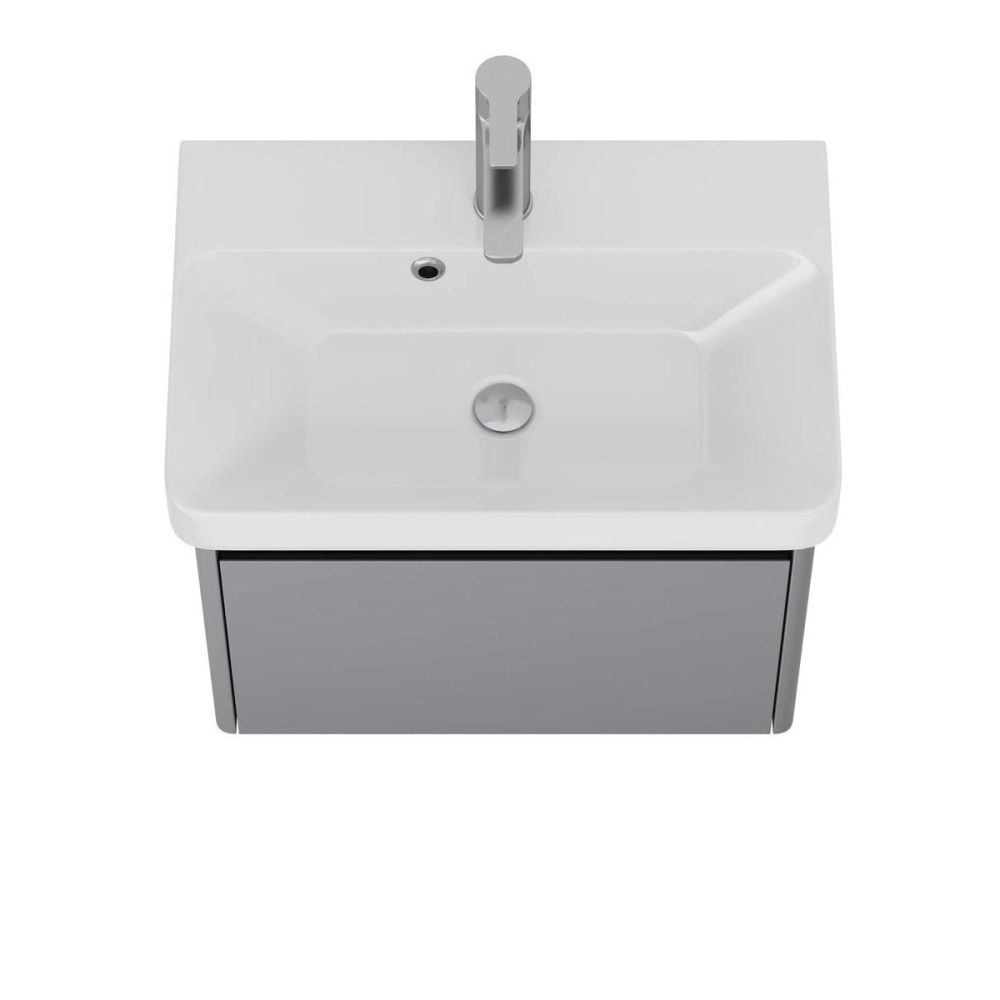 Тумба с раковиной подвесная Dreja Luxury 55 см, серый базальт, артикул 99-2011-com