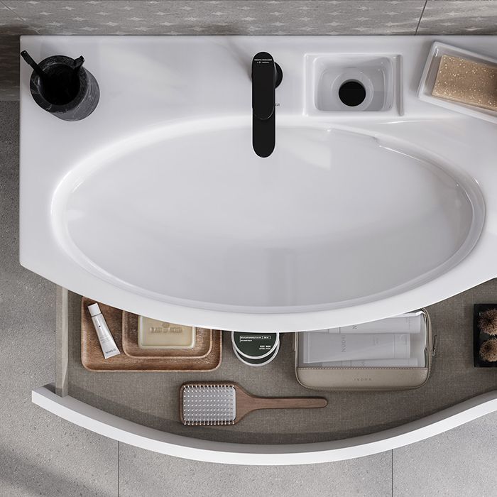 Раковина RIVA мебельная левая с крепежом 100, белая глянцевая