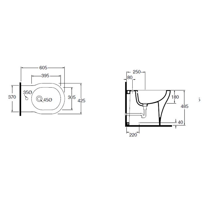 AZZURRA XL Биде напольное  61х43х49 см с 1 отв под смеситель, цвет белый, с креплением
