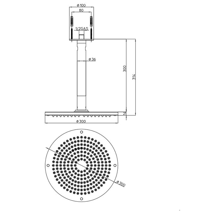 BOSSINI DREAM-OKI Верхний душ Ø 300 mm 1 режим - держателем вертикальным 300 x Ø 36 mm, цвет: хром BOSSINI DREAM-OKI Верхний душ Ø 300 mm 1 режим - держателем вертикальным 300 x Ø 36 mm, цвет: хром