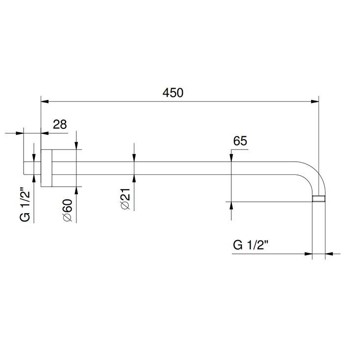 FANTINI Держатель верхнего душа 450 мм., настенный монтаж, цвет Deep Black PVD