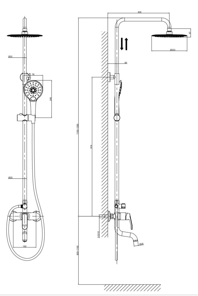 Душевая система DK Venice Rialto (DA1063701B14), артикул DA1063701B14