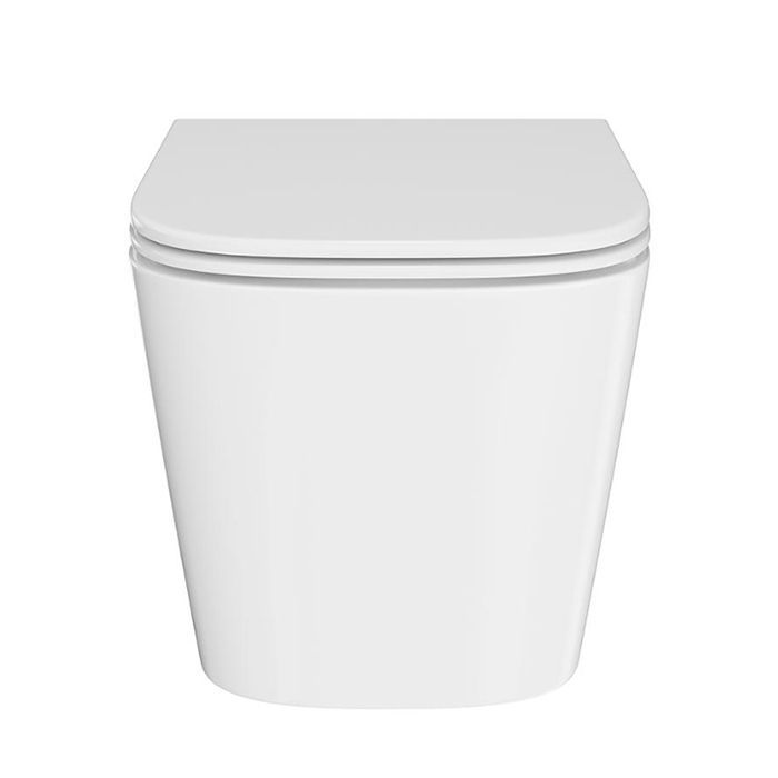 Унитаз CUBO подвесной безободковый с крепежом и сиденьем, белый глянцевый