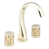 THG HIRONDELLES GOLD STAMPED Смеситель для раковины на 3 отверстия, с донным клапаном, цвет Soft gold