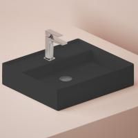 Artceram SCALINO Раковина накладная 55х48 см, с 1 отв под смеситель,  с переливом, цвет черный матовый