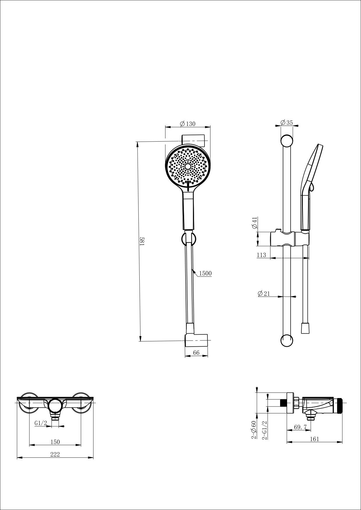 Смеситель для душа с гарнитуром WONZON & WOGHAND ClickPlate, Белый матовый (WW-B2052-A-MW) Смеситель для душа с гарнитуром WONZON & WOGHAND ClickPlate, Белый матовый (WW-B2052-A-MW)