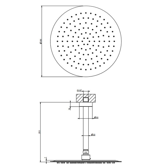 Gessi Emporio Emporio shower Душевая головка потолочная, поворотная с шарниром, с защитой от известкового налёта, цвет: Mirror Steel