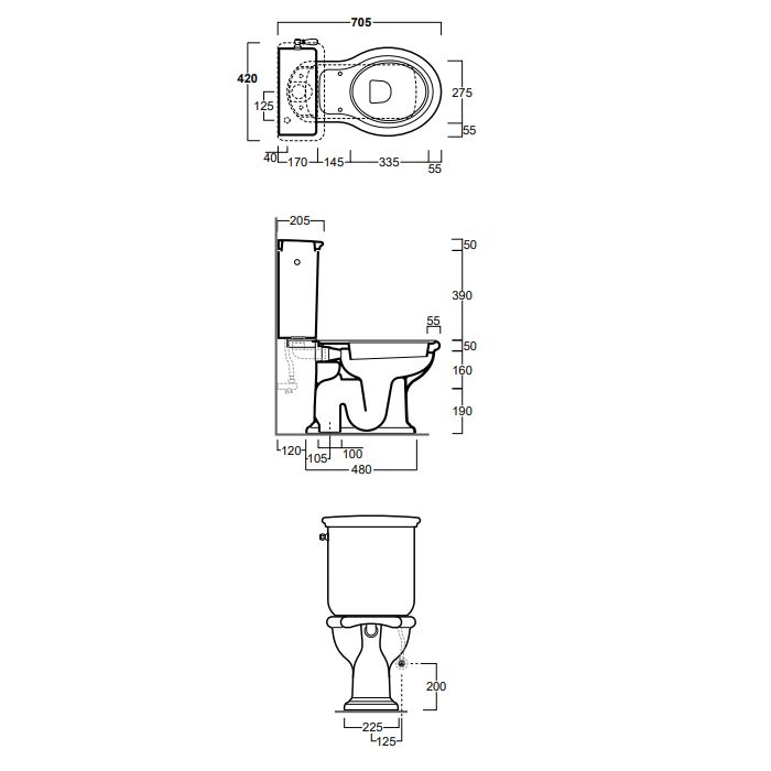 SIMAS Lante Бачок для унитаза моноблока 42х20,5см, с боковым отверстием для ручки механизма, цвет белый