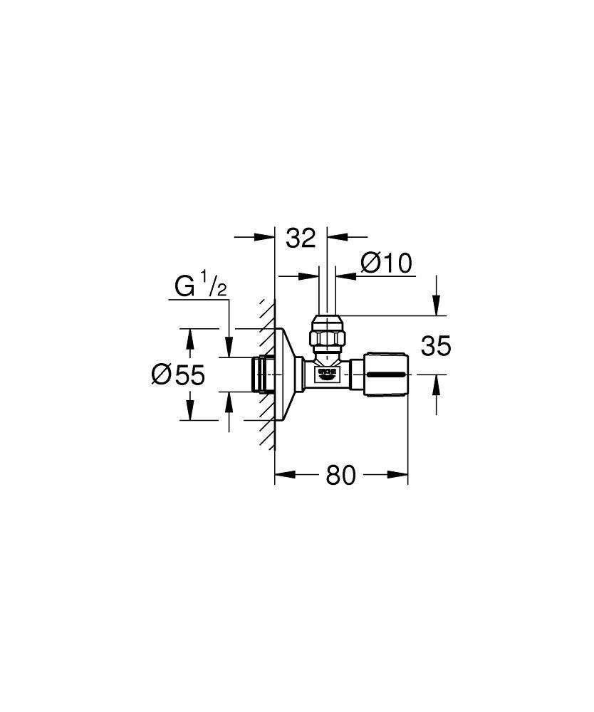 Вентиль угловой GROHE 1/2 дюйма-3/8 дюйма, 1 шт, темный графит, матовый (22039AL0) Вентиль угловой GROHE 1/2 дюйма-3/8 дюйма, 1 шт, темный графит, матовый (22039AL0)