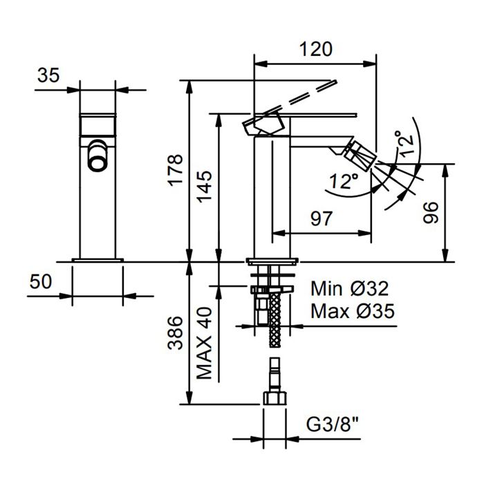 Fantini Mint Смеситель для биде, 1 отв., без донного клапана, цвет: нержавеющая сталь