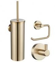 Набор аксессуаров из 3 предметов (крючок, держатель для бумаги, ершик) WONZON & WOGHAND, Брашированное золото (WW-8100-G) Набор аксессуаров из 3 предметов (крючок, держатель для бумаги, ершик) WONZON & WOGHAND, Брашированное золото (WW-8100-G)