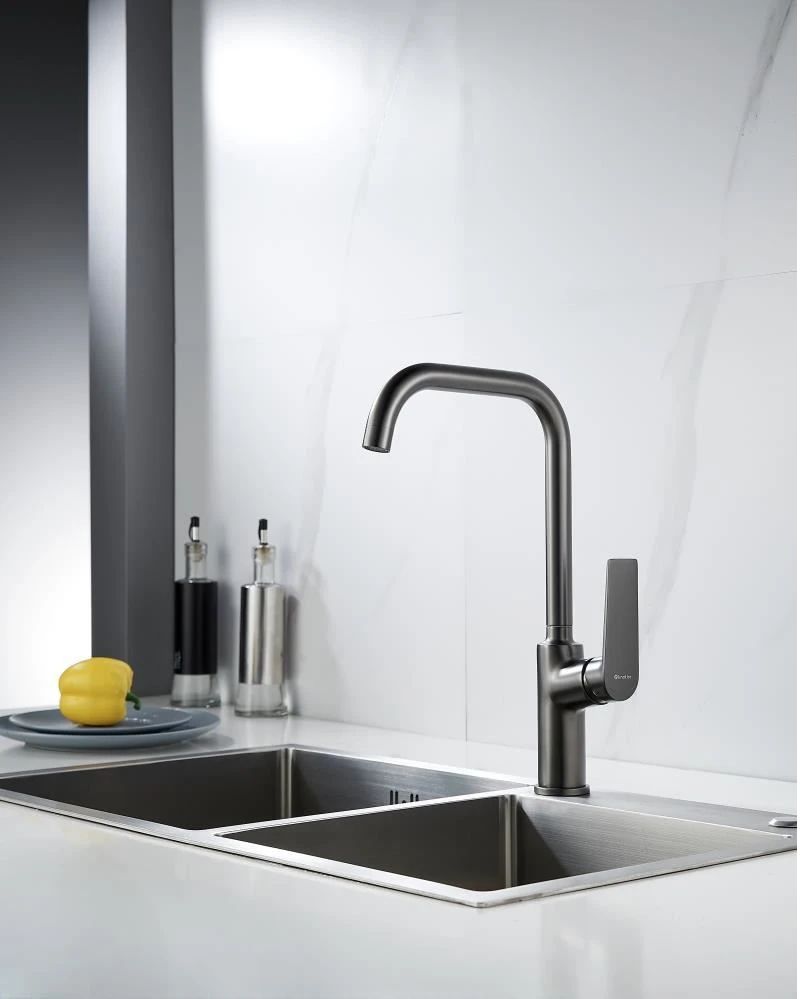 Смеситель для кухни Knotlor KN-61/GM, вороненая сталь, артикул KN-61/GM