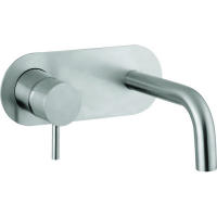 HUBER Lynox Смеситель для раковины на 2 отверстия из стены, излив 190мм, нержавеющая сталь