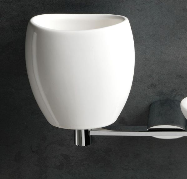 Stil Haus Aria, настенный белый керамический стакан, цвет хром