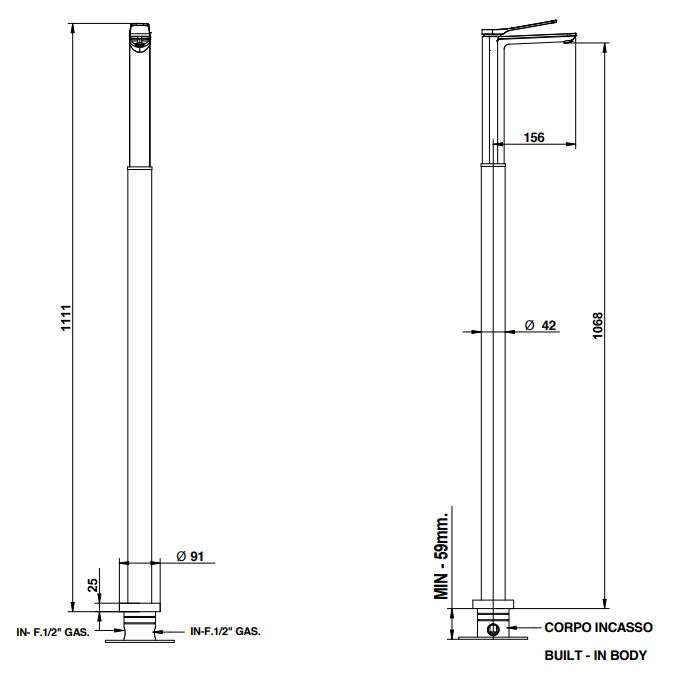 Bongio Внутренняя часть для монтажа напольного смесителя