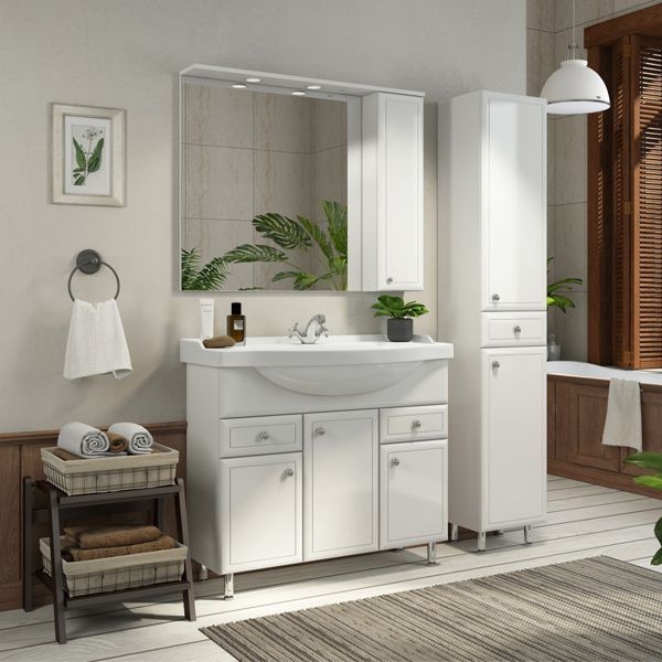 Зеркало со шкафом Comforty Сочи 100 3132226 Белый глянец