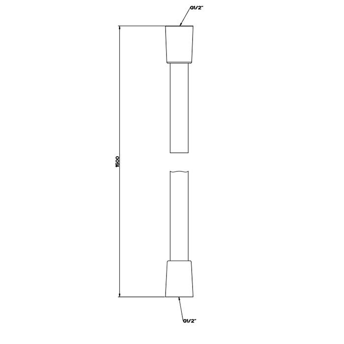 GESSI 316 Шланг Darkflex, для ванны с коническим соединением на 1/2", длина 150 см, цвет: brushed black metal pvd