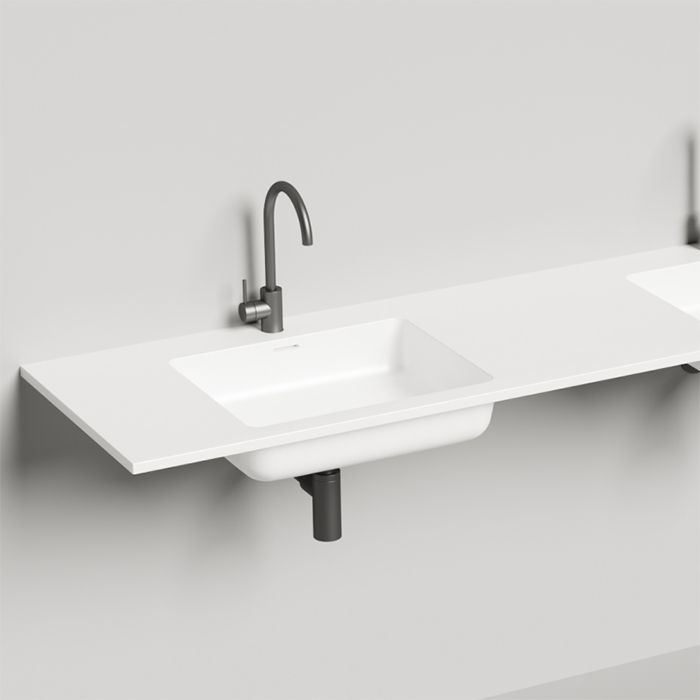 Salini ONDA Раковина 1800x500х163мм, c 1 отв. под смеситель x2, c  переливом, мат-л: S-Stone, белый матовый Salini ONDA Раковина 1800x500х163мм, c 1 отв. под смеситель x2, c  переливом, мат-л: S-Stone, белый матовый