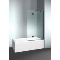 Шторка на ванну, VismaraVetro, Bathscreens PV, ширина, мм-1100 (600+500), высота, мм-1500, петли-справа, фурнитура-Matt black, материал-стекло, цвет стекла-прозрачный, вид грязеотталкивающего покрытия-TPA