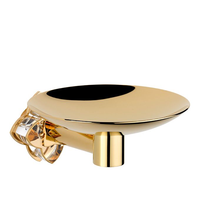 THG PETALE DE CRISTAL CLAIR LISERE DORE Мыльница металлическая ø150 мм., подвесная, цвет полированное золото