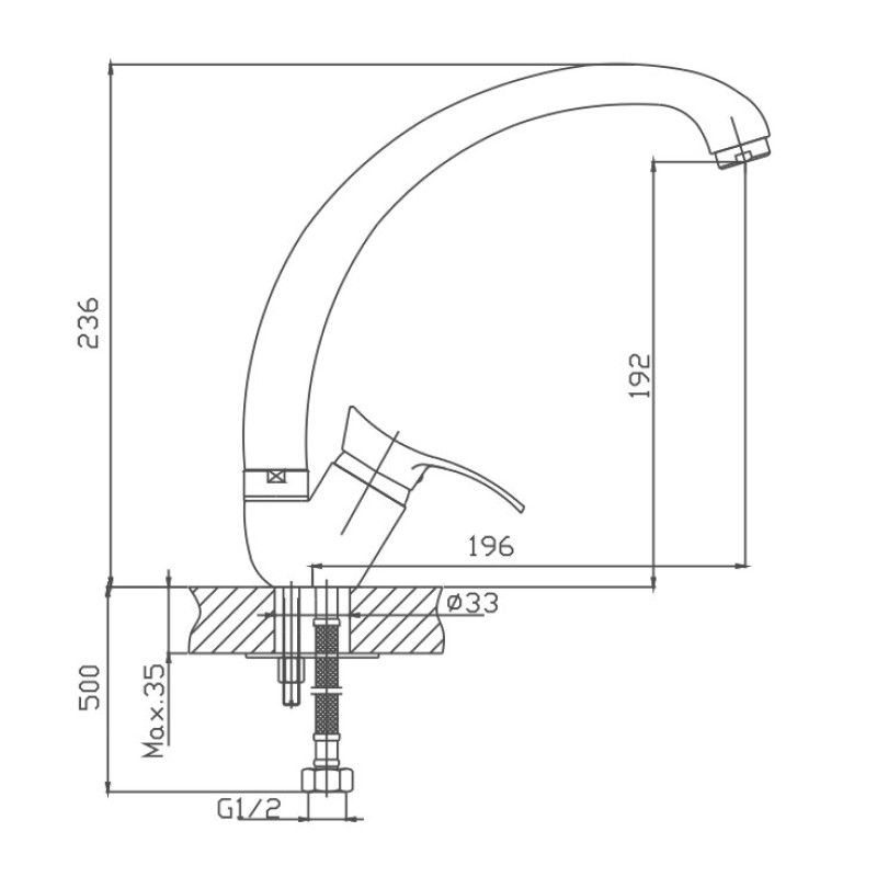 Смеситель для кухни Cron CN4114, хром