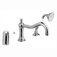 Nicolazzi P.m. Blanc Смеситель на борт ванны на 3 отверстия, с изливом 246мм и ручным душем, ручки белая керамика, цвет: хром