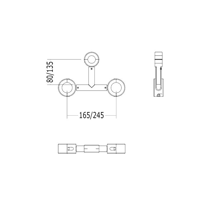 Devon Патрубок тройной декоративный для фиксации ножек смесителя и слив-перелива, цвет: античная медь