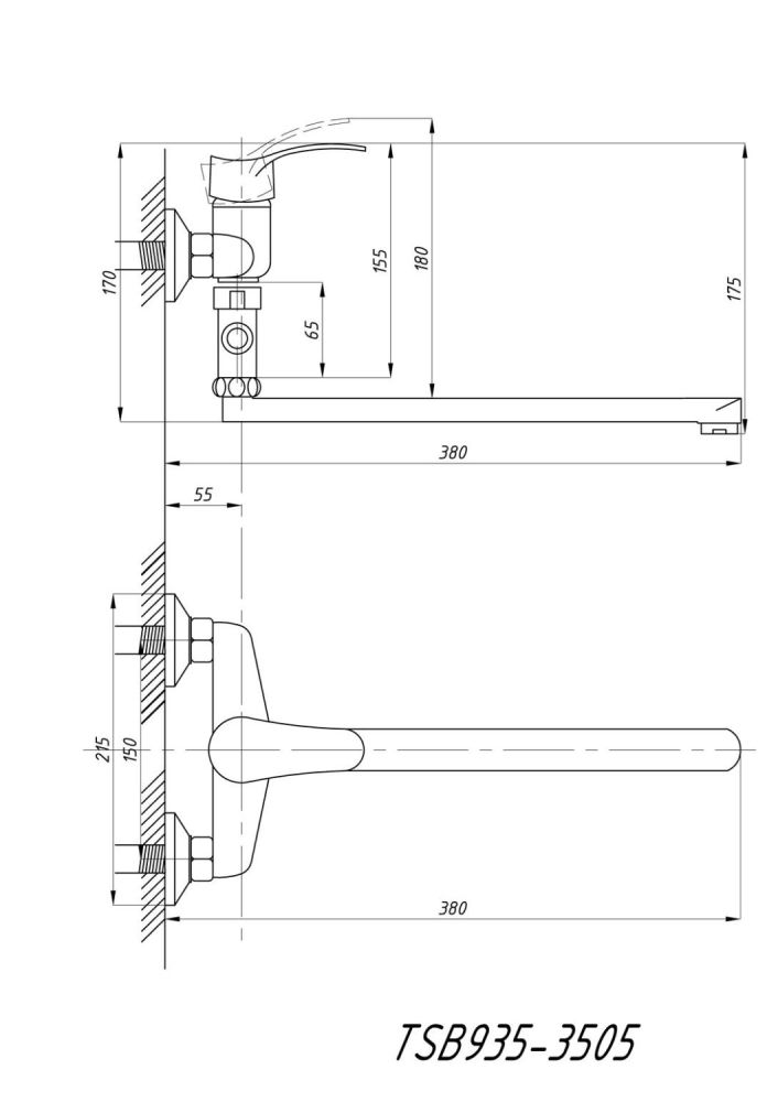 Смеситель для ванны с душем TSARSBERG (TSB-935-3505) тип См-ВУОРНШлА, артикул TSB-935-3505