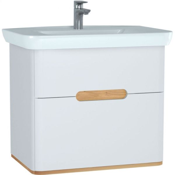 Тумба  Sento с раковиной, с 2 ящиками, 80 см, с LED подсветкой, цвет матовый белый (ножки 61069 заказываются отдельно)