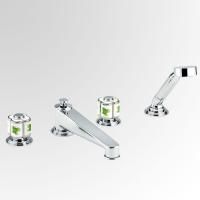 THG CAPUCINE VERT DECOR PLATINE Смеситель на борт ванны, на 4 отверстия, с ручным душем, декор платина/зеленый, цвет хром
