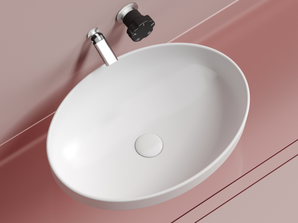 Умывальник чаша накладная овальная (цвет Белый Матовый) Элемент (Element) 502x363x145мм