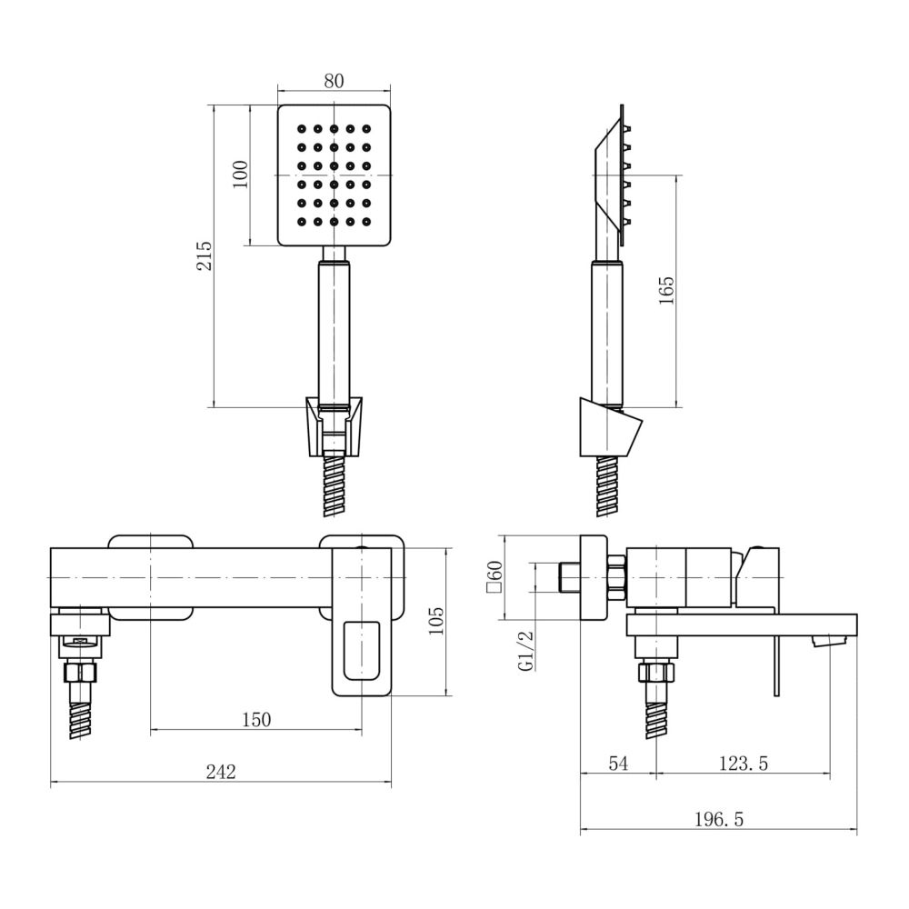 Смеситель для ванны FASHUN A53117, сатин