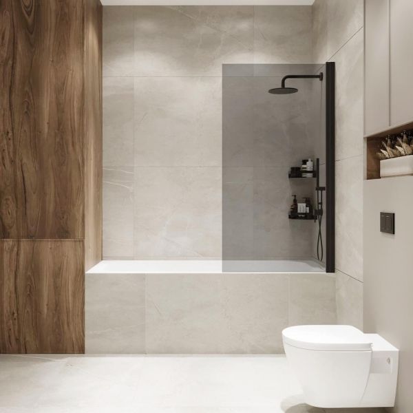 Шторка на ванну распашная Terminus Ното 150х70 тонированная, черный