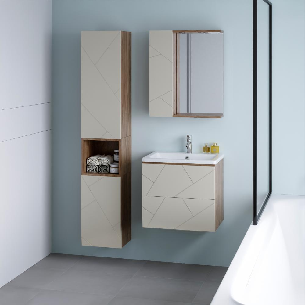 Тумба под раковину подвесная Бриклаер КРИСТАЛЛ латте, 60 см, артикул 4627125416927