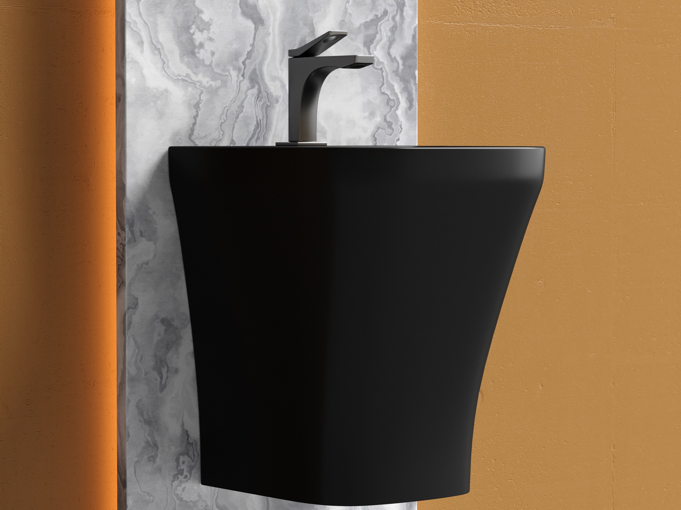 Раковина моноблок подвесная Дион (Dion) 365x406x447, цвет черный матовый, арт. CN6067MB, артикул CN6067MB