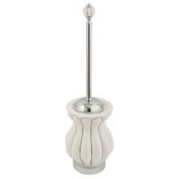 OLIVIA Ершик напольный, керамика белая с декором платина, хром